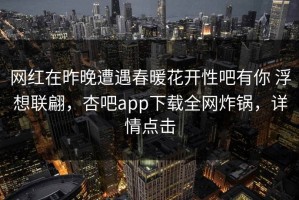 网红在昨晚遭遇春暖花开性吧有你 浮想联翩，杏吧app下载全网炸锅，详情点击