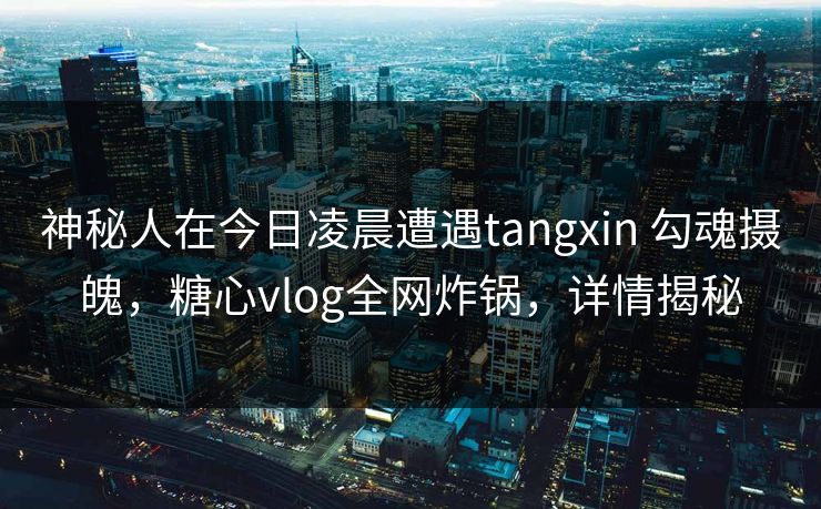 神秘人在今日凌晨遭遇tangxin 勾魂摄魄,糖心vlog全网炸锅,详情揭秘 神秘人在今日凌晨遭遇tangxin 勾魂摄魄,糖心vlog全网炸锅,详情揭秘