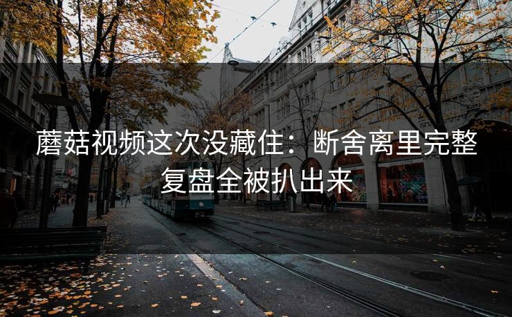 蘑菇视频这次没藏住：断舍离里完整复盘全被扒出来
